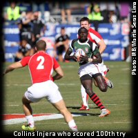 USA7s Collins Injera scores his 100th career try